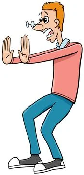 Surprised or scared cartoon young man comic character イラスト素材