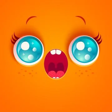 Surprised orange face. Stock Illustration