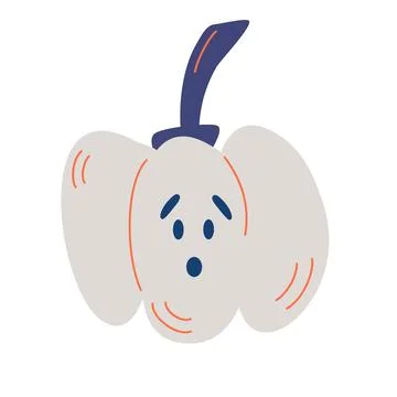 Surprised pumpkin face. Funny cute pumpkin character. Cartoon vegetarianism c Stock Illustration