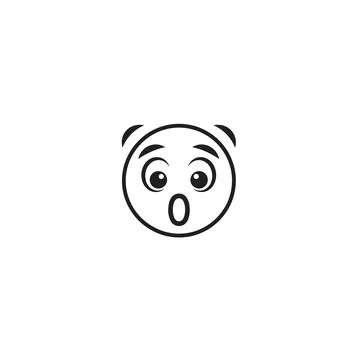 Surprised shocked face expression icon in minimalist line art style Stock Illustration