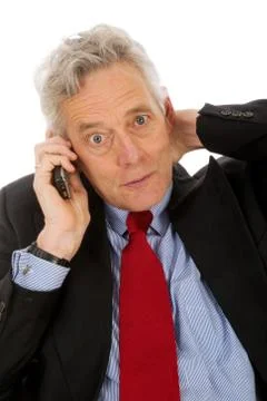 Surprised by the telephone Stock Photos