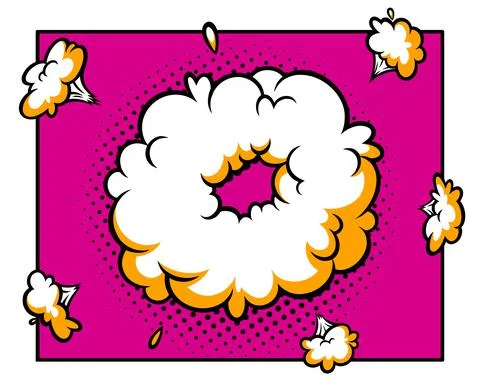 Surprising boom cloud in halftone background for sales and promotions. Banner Stock Illustration