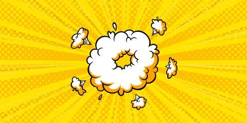 Surprising boom cloud in halftone background for sales and promotions. Banner Stock-Illustration