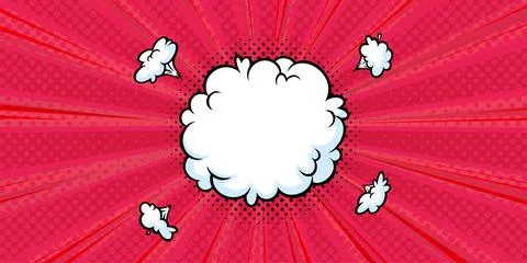 Surprising boom cloud in halftone background for sales and promotions. Banner Stock Illustration