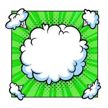 Surprising boom cloud in halftone background for sales and promotions. Green Stock Illustration