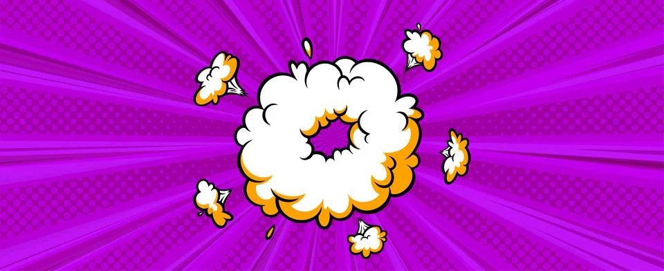 Surprising boom cloud in halftone background for sales and promotions. Banner Illustrazione stock