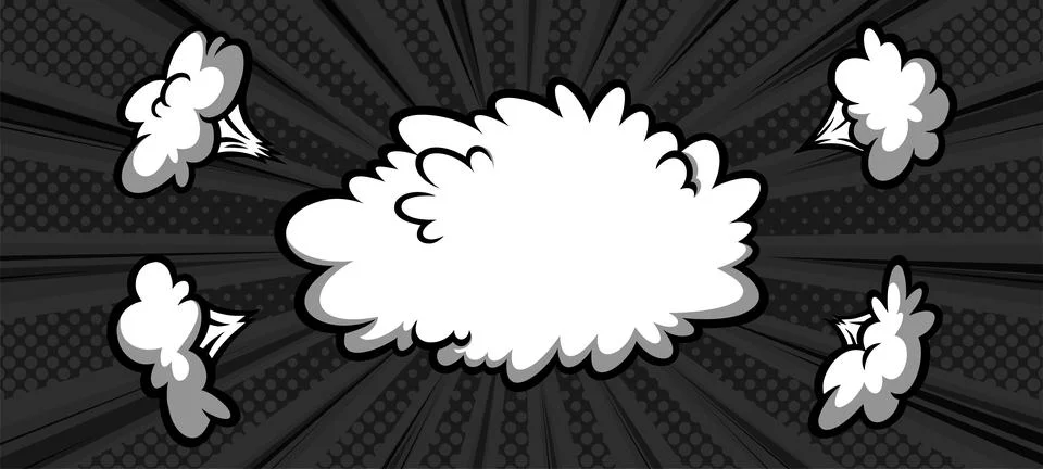 Surprising boom cloud in halftone background for sales and promotions. Banner Stock Illustration