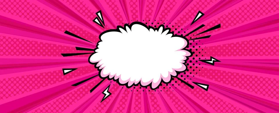 Surprising boom cloud in halftone background for sales and promotions. Banner Stock-Illustration