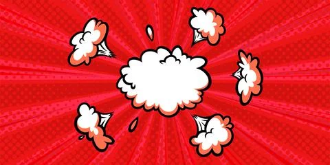 Surprising boom cloud in halftone background for sales and promotions. Banner Stock Illustration