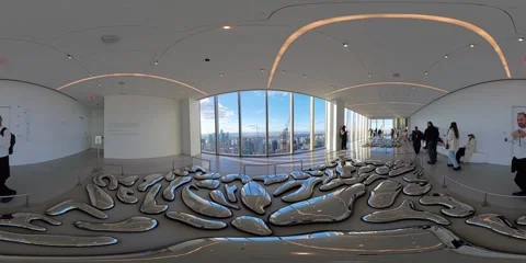 Surreal 8k 360 vr walkthrough of summit one vanderbilt mirror exhibition, nyc 스톡 동영상 301018938