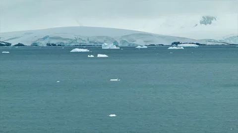 Surreal Antarctica Environment with Floating Ice Stock Footage 55189472