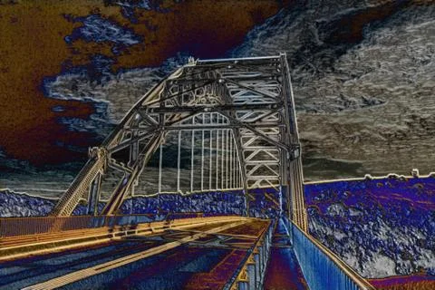 Surreal arch bow bridge image Stock Illustration