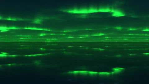 Surreal Aurora Borealis Over green   Landscape Stock Footage 341875439