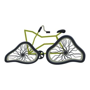 Surreal bicycle with deformed wheels symbolizing environmental issues and c.. Stock Illustration