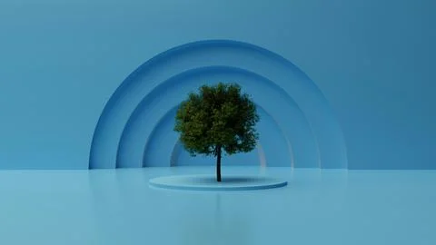 Surreal Blue tree  Arch Architecture in Water Stock Photos