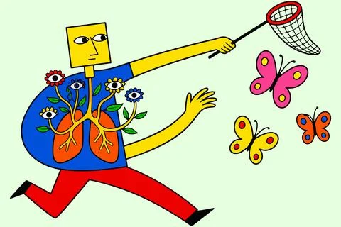 Surreal Butterfly Catcher Stock Illustration