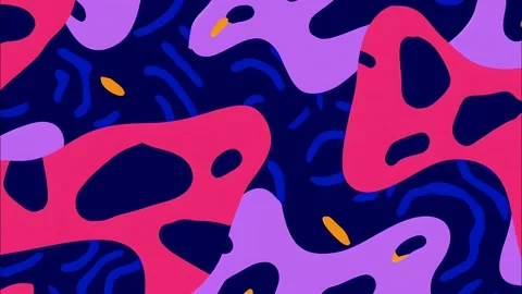 Surreal cartoon abstract seamless pattern with bold stains and dots Stock Footage 315246173