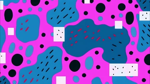 Surreal cartoon abstract seamless pattern funky shapes retro background Stock Footage 315246176