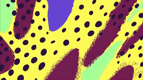 Surreal cartoon pattern with funky spots dots and stains retro loop Stock Footage 315244753