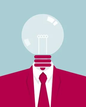 Surreal concept design, Light bulbs form the head. Stock Illustration