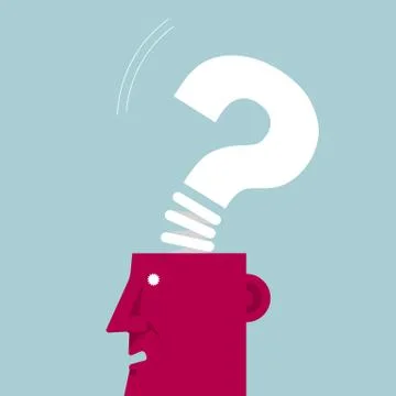 Surreal concept design, Question mark in the human brain. Stock Illustration