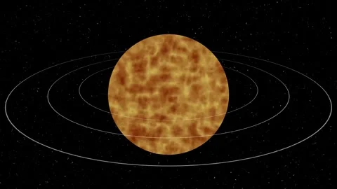 Surreal Cosmic Sun with Celestial Orbits in Deep Space Stock Footage 290059037