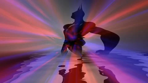 Surreal devil silhouette reflected in water Video stock 226034955