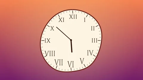 Surreal dial melting into liquid waves with dripping numbers over a sunset sky Stock Footage 348646854