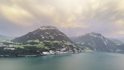 Surreal dramatic sunset clouds wide angle Stock Footage 255303176