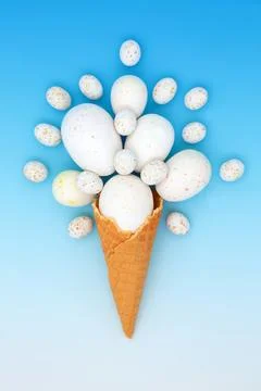 Surreal Easter Eggs Ice Cream Cornet Stock Photos