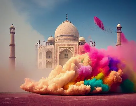 A Surreal Explosion of Holi Powder Ilustración de archivo
