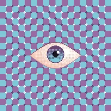 Surreal eye with optical illusion effect on hypnotic geometric background. Stock Illustration