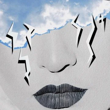 Surreal Face Collage with Stormy Elements イラスト素材