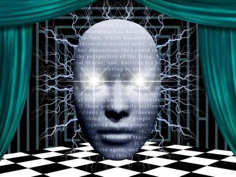 Surreal face with text Stock Illustration