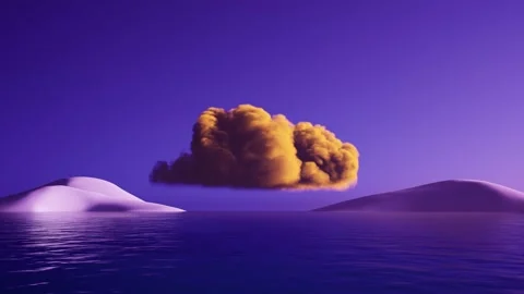 Surreal Floating Cloud Over Ocean at Sunset Stock Footage 313062347