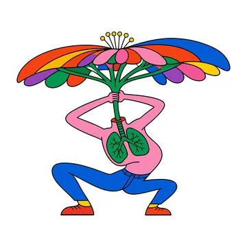 Surreal Flower-Headed Figure Stock Illustration
