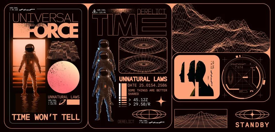 Surreal Futuristic Wireframe Layout elements Stock Illustration