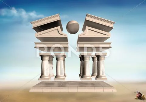 Surreal greek temple Stock Illustration