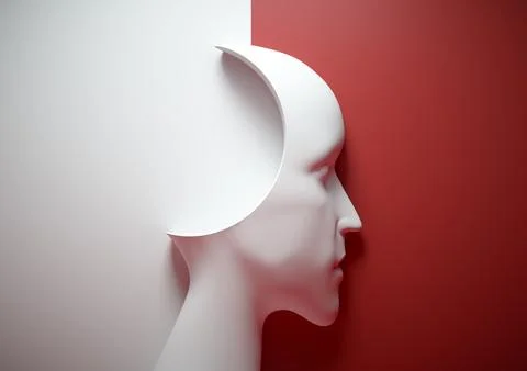 Surreal human head. Weakness and mindset concept. Stock Illustration