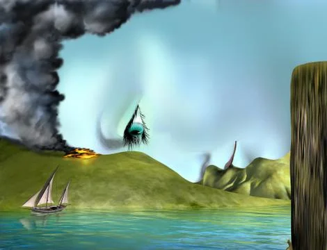 Surreal landscape face Stock Illustration