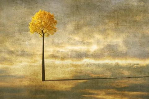 Surreal landscape with lonely tree Stock Illustration