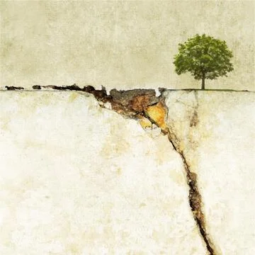 Surreal landscape with single tree Stock Illustration