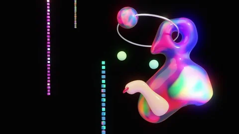 Surreal Multicolored Abstract Is Pointing and Selecting. Three Dimensional Di Stock Footage 128387427