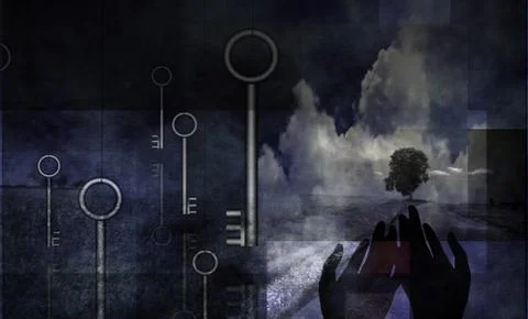 Surreal mysterious composition Stock Illustration