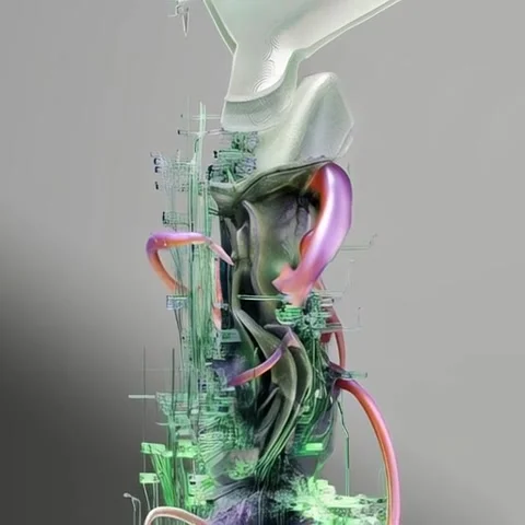 Surreal organic machine in motion Stock Footage 318746814