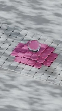 Surreal Pink and White Tiled Surface with a Crystal Sphere Stock Illustration