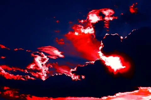 Surreal sky with red clouds Stock Photos