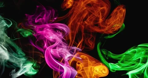 Surreal slow dance of clouds of colored smoke. Slow motion. Stock Footage 145745648