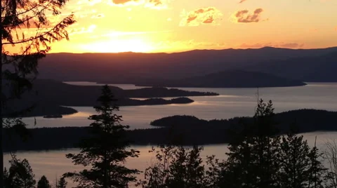 Surreal Sunset Over Flathead Lake Montana Video stock 65258594