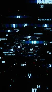 Surreal Time-Lapse with Glowing Months and Dynamic Motion Stock Illustration